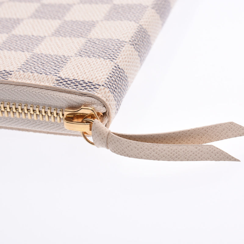 LOUIS VUITTON ルイヴィトンダミエアズールポルトフォイユクレマンス white N61210 Lady's long wallet A rank used silver storehouse