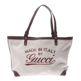 GUCCI GucciCraft Japan Limited White/Brown 247209 Unisex Canvas x Leather Tote Bag B Rank Used Ginzo