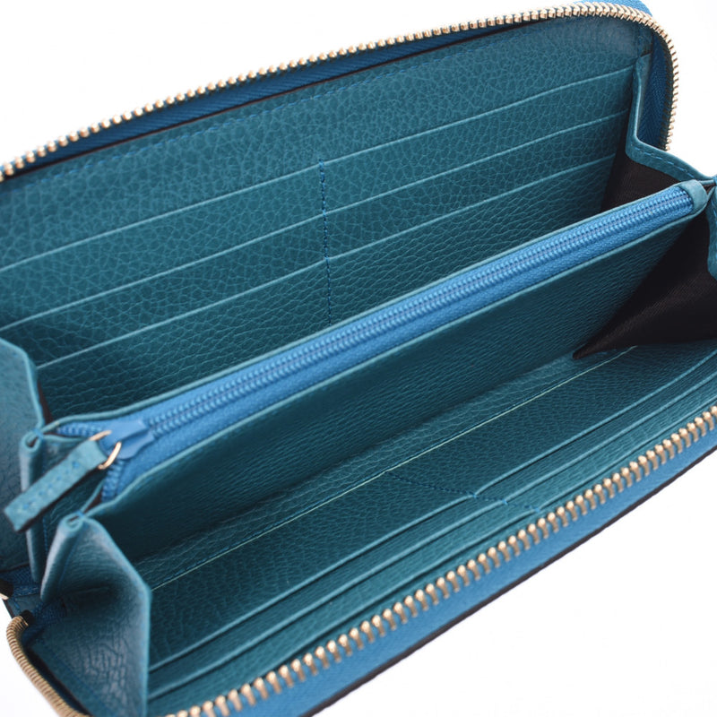 GUCCI Gucci interlocking G round fastener long wallet turquoise 449347 unisex calf long wallet unused Ginzo