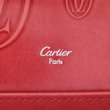 CARTIER Cartier happy Bath D red unisex patent leather long wallet AB rank used silver storehouse