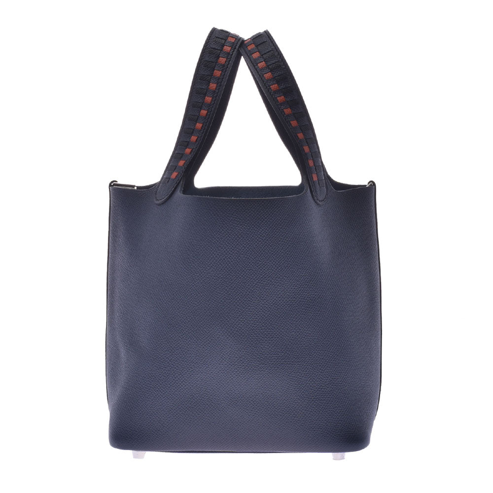 HERMES エルメス ピコタンロックPM トレサージュ ブルーアンクル シルバー金具 C刻印(2018年頃) レディース ヴォーエプソン ハンドバッグ 新同 中古  人気・おすすめ｜使いやすい・旅行におすすめ 品質保証 全国発送 在庫限り