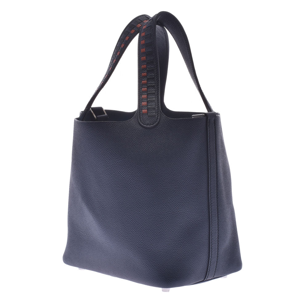 HERMES エルメス ピコタンロックPM トレサージュ ブルーアンクル シルバー金具 C刻印(2018年頃) レディース ヴォーエプソン ハンドバッグ 新同 中古  人気・おすすめ｜使いやすい・旅行におすすめ 品質保証 全国発送 在庫限り
