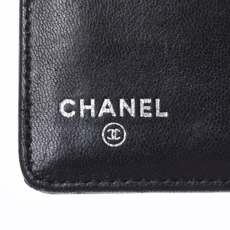 CHANEL Chanel Chanel icon Line black ladies enamel long wallets B-rank second-hand silver