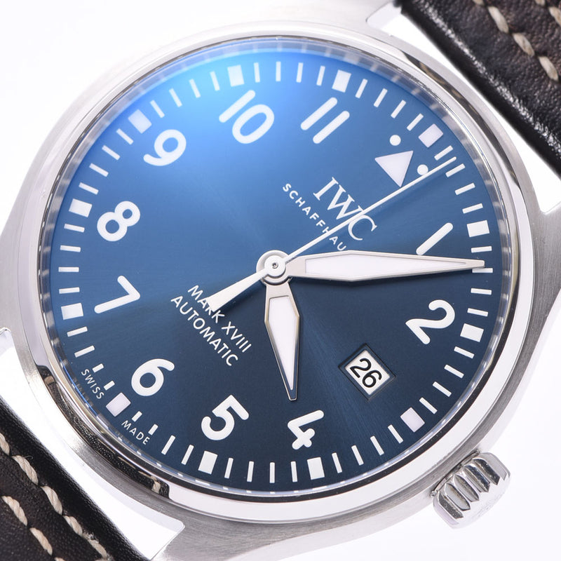 IWC SCHAFFHAUSEN Ida Brucy Schaffhausen Pilot's Watch Mark 18 Petit Prince IW327004 Men's SS/Leather Watch Automatic Winding Blue Dial A Rank Used Ginzo