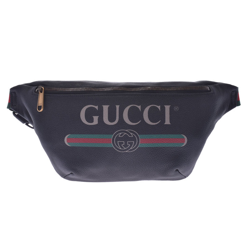 GUCCI Gucci Belt Bag Gucci Print Black 530412 Unisex Leather Body Bag New Ginzo