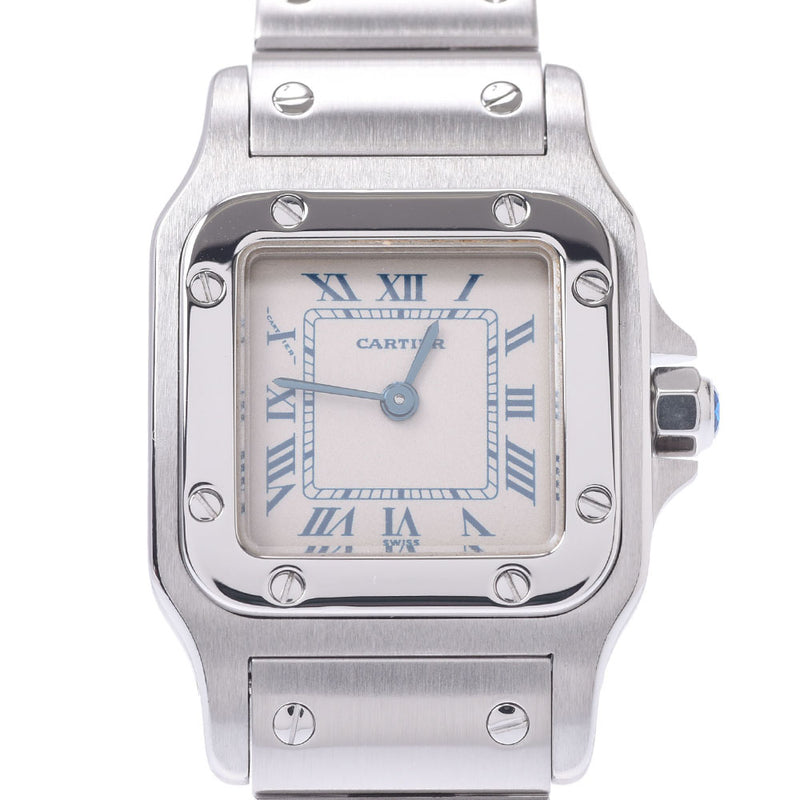 CARTIER カルティエ サントスガルベSM W20017D6 レディース SS 腕時計 クオーツ アイボリー系文字盤 Aランク 中古 銀蔵