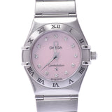 OMEGA オメガコンステレーション 12P diamond 1562.65 Lady's SS watch quartz pink shell clockface A rank used silver storehouse