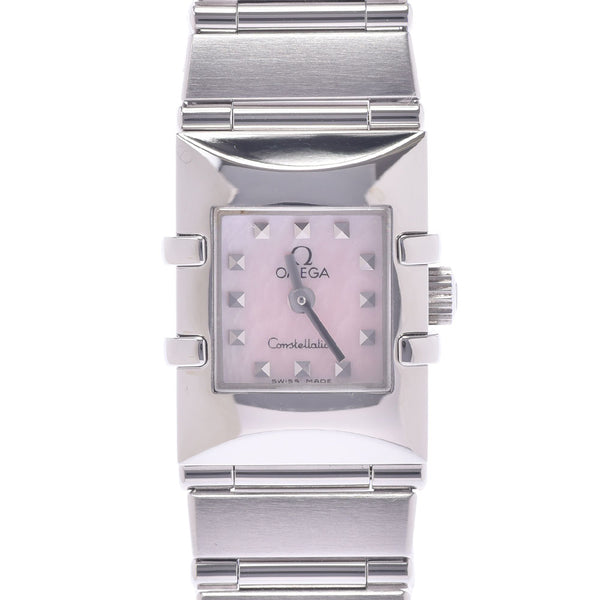 OMEGA オメガコンステレーションカレ 1531.73 Lady's SS watch quartz pink shell clockface A rank used silver storehouse