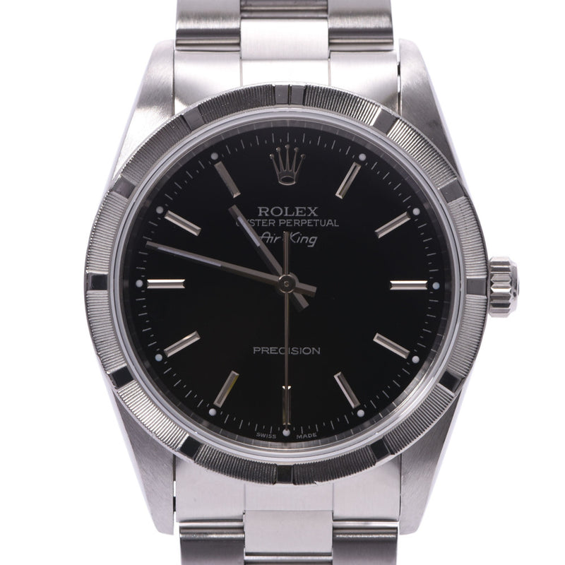 ROLEX Rolex air King 14010 men's SS watch self-winding watch lindera board A rank used silver storehouse