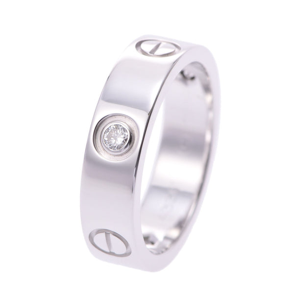 CARTIER Cartier Love Ring Half Diamond #56 No. 16 Unisex K18WG/Diamond Ring/Ring A Rank Used Ginzo