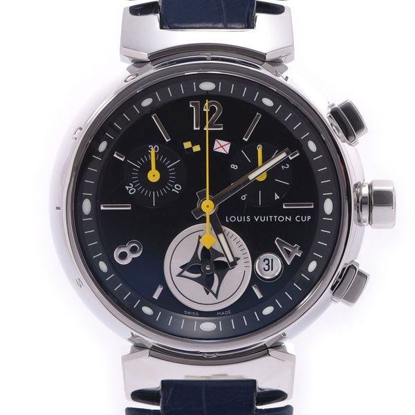 LOUIS VUITTON 路易威登坦布尔可爱杯 MM Q132G 男孩 SS/皮革手表石英黑色表盘 AB 排名二手银藏