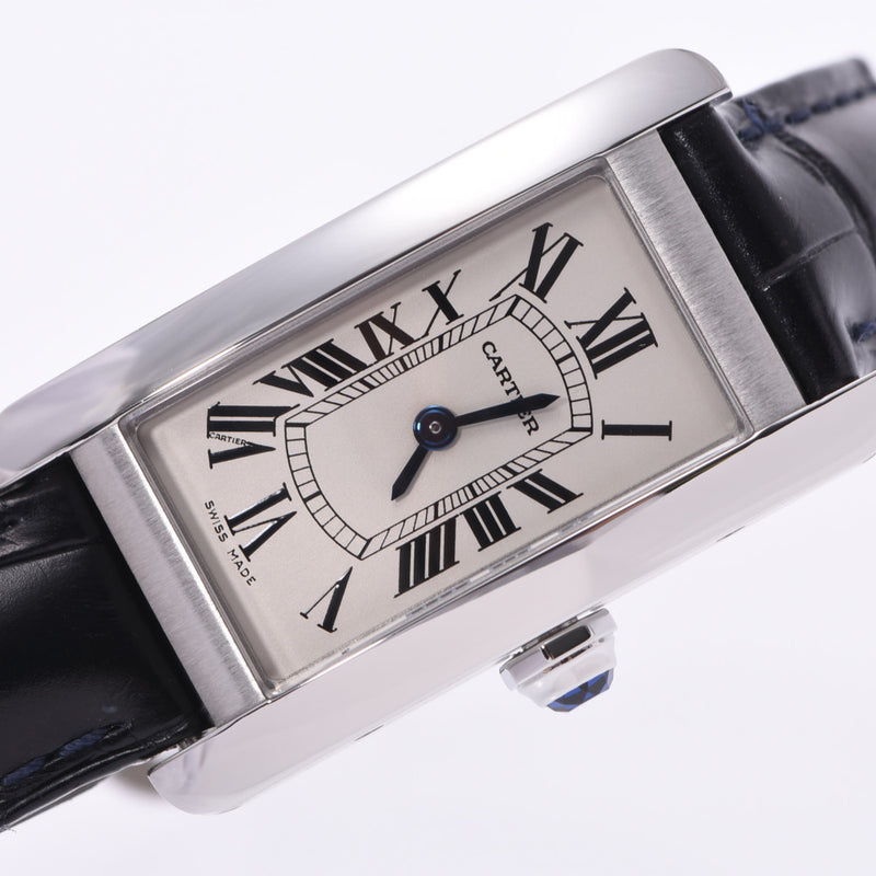 CARTIER Tank, Tank, American WSTA0016: Ladies, leather, leather, watch, quadruplets, silver, A rank, used silver,