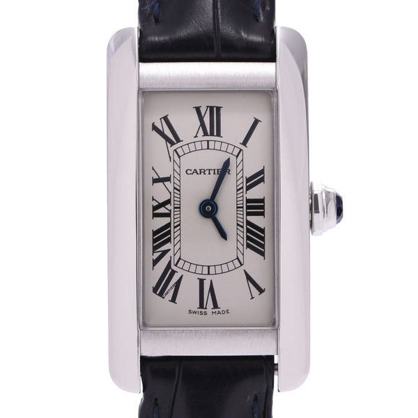CARTIER Tank, Tank, American WSTA0016: Ladies, leather, leather, watch, quadruplets, silver, A rank, used silver,