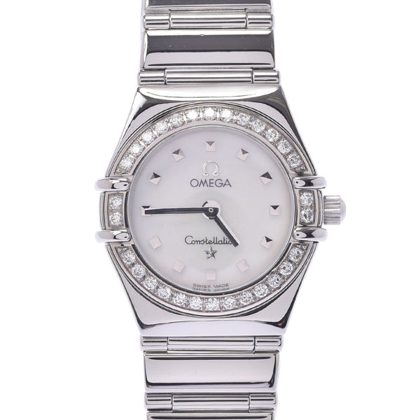 Omega Omega Constellation My Choice Mini bezel Diamond Ladies SS Watch quartz white shell