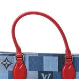 LOUIS VUITTON Louis Vuitton monogram on the go GM blue M44992 unisex denim leather 2WAY bag-free silver storehouse