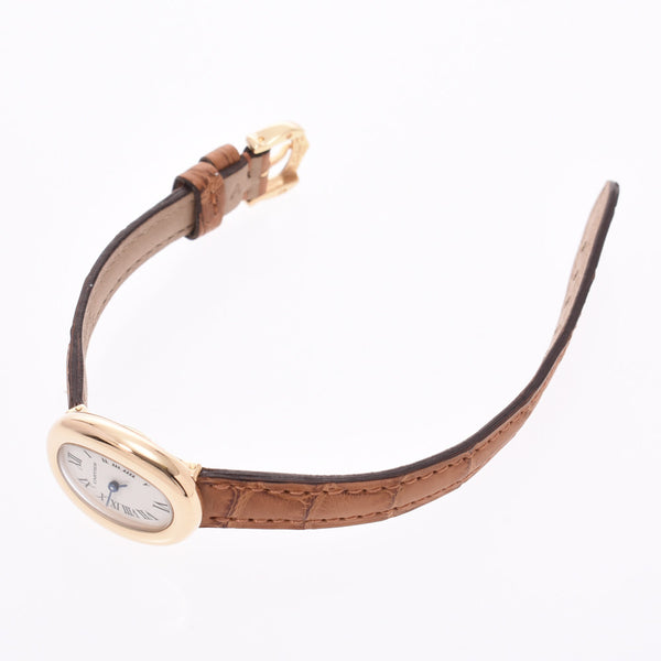 CARTIER Cartier Mini Beniwar W1510956 Ladies YG / Leather Watch Quartz White Dial A Rank Used Ginzo
