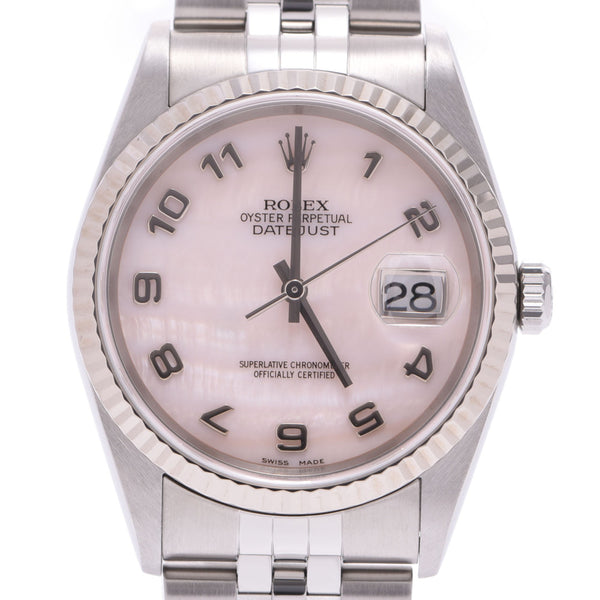 ROLEX Rolex Datejust 16234NA Boys WG/SS Watch Automatic Winding Pink Shell Arabian Dial A Rank Used Ginzo