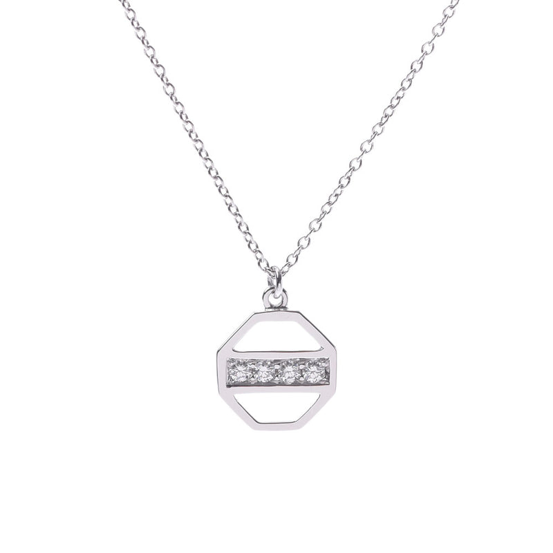 Ladies K18 WG / diamond necklace