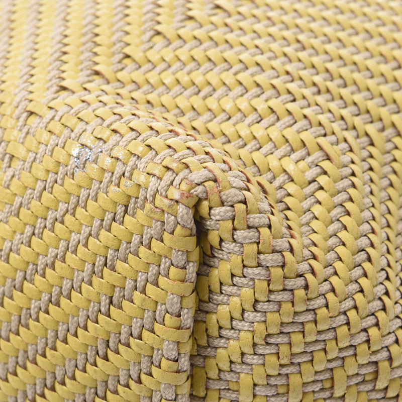 HERMES Chennai Yellow/Greyge □L Engraved (around 2008) Unisex Leather/Polyester Handbag B Rank Used Ginzo