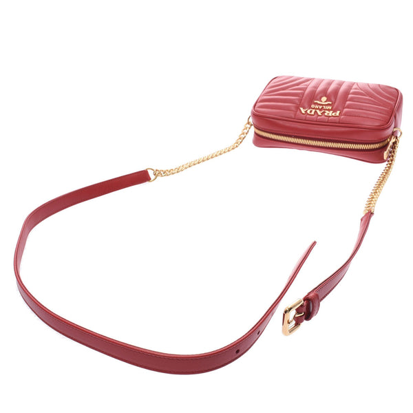 PRADA Prada Diagram Red 1BH084 Ladies Soft Calf Shoulder Bag New Ginzo