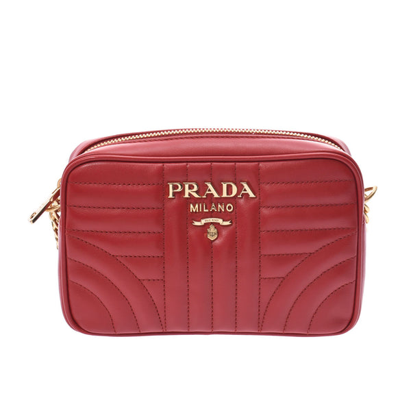 PRADA プラダ ダイアグラム 赤 1BH084 レディース ソフトカーフ ショルダーバッグ 新品 銀蔵