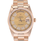 ROLEX Rolex: Dade 18238MR MR: YG arms watch, automatic volume, champagne, diamond, diamond, "A rank, used silver storehouse."