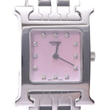 HERMES Hermes Ramsis 12P Diamond HH1.210 Ladies SS Watch Quartz Pink Shell Dial A Rank Used Ginzo