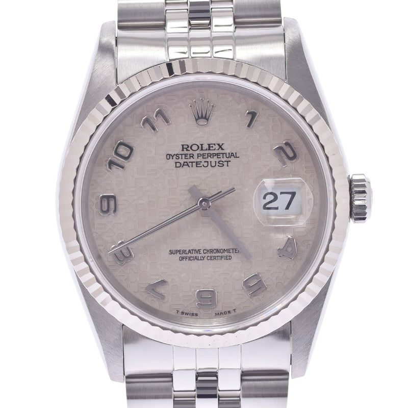 Lax Rolex date just 16234 boys WG / SS Watch automatic Ivory / computer Arabia dial a