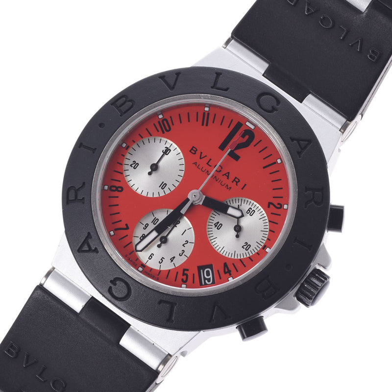 BVLGARI Bulgari Aluminum 38 Chronograph World Limited 777 AC38TAVD Men's Aluminum/Rubber Wrist Watch Automatic Red Dial A Rank Used Ginzo