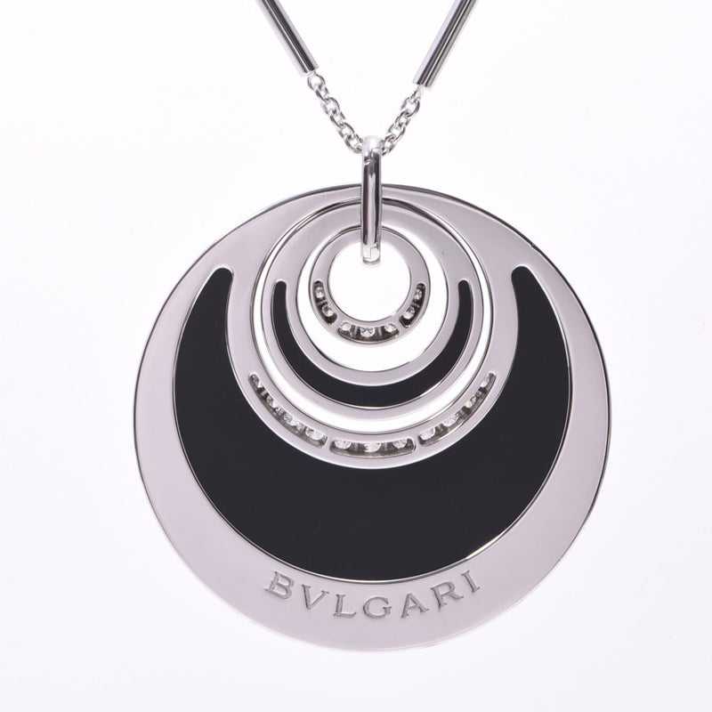 BVLGARI ブルガリインタルシオネックレスパヴェダイヤラージモデルユニセックス K18WG/ onyx necklace A rank used silver storehouse