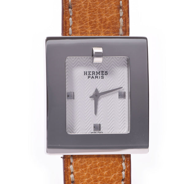 HERMES Hermes belt watch BE1.210 Lady's SS/ leather watch quartz white clockface AB rank used silver storehouse