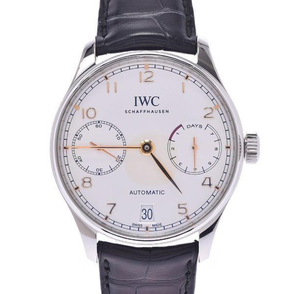 IWC SCHAFFHAUSEN Ida Brucie Schaffhausen Portugieser Automatic IW500704 Men's SS/Leather Watch Automatic Winding Silver Dial A Rank Used Ginzo