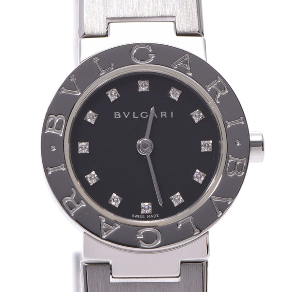 BVLGARI Bvlgari Bvlgari Bvlgari Bvlgari 23 12P diamond BB23SS ladies SS watch quartz black dial a rank second-hand silver