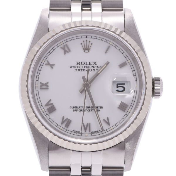 ROLEX Rolex Datejust 16234 Boys WG/SS watch automatic winding White Roman dial A rank used Ginzo