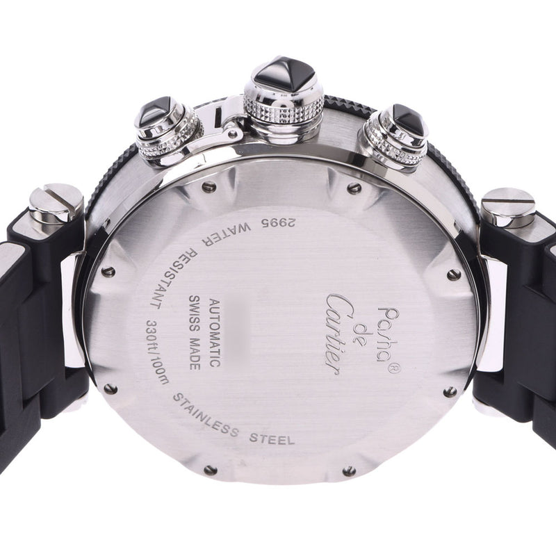 CARTIER 卡地亚帕沙海计时器 W31088U2 男士 SS/橡胶手表自动卷黑色表盘 A 级二手银藏