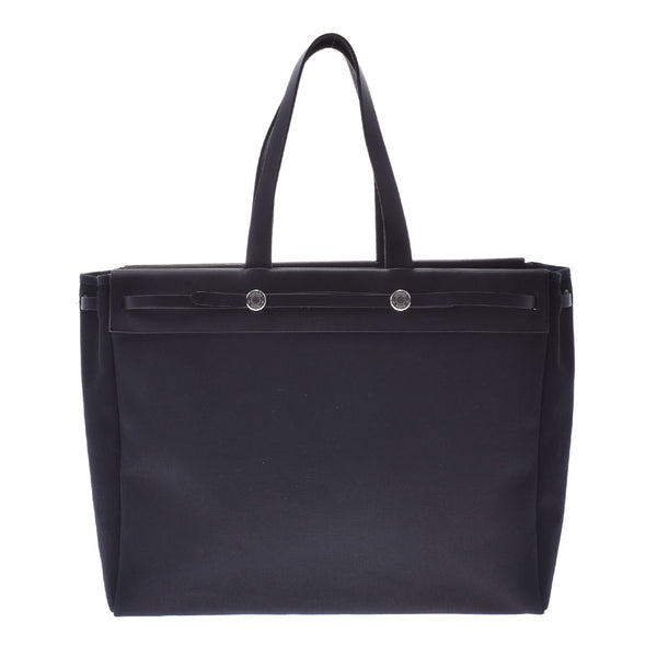 Hermes Tote Bag Black leather embroidery Leather Tote Bag