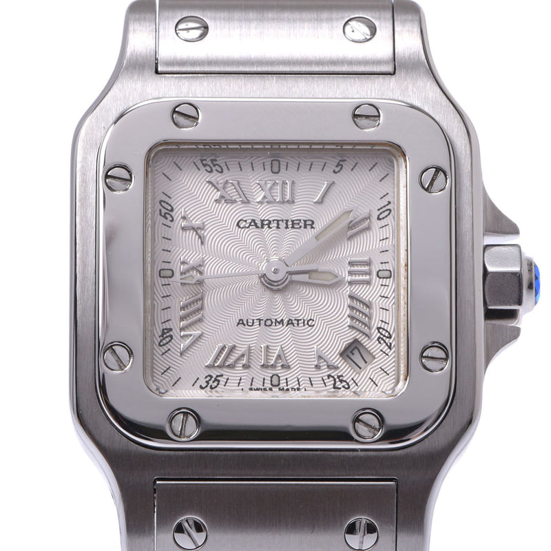 Lady's SS watch self-winding watch silver clockface A rank used silver storehouse of the 20th anniversary of CARTIER カルティエサントスガルベ SM
