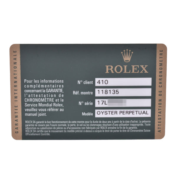 ROLEX Rolex D date 118135 men's PG/ leather watch self-winding watch gray system clockface A rank used silver storehouse
