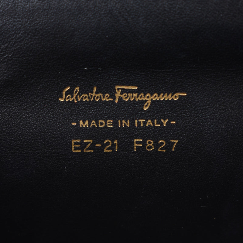 Salvatore Ferragamo,Ferragamo,Gancini,Mini 2WAY袋,黑色黄金,女士的草皮,手提包A等级,使用银器