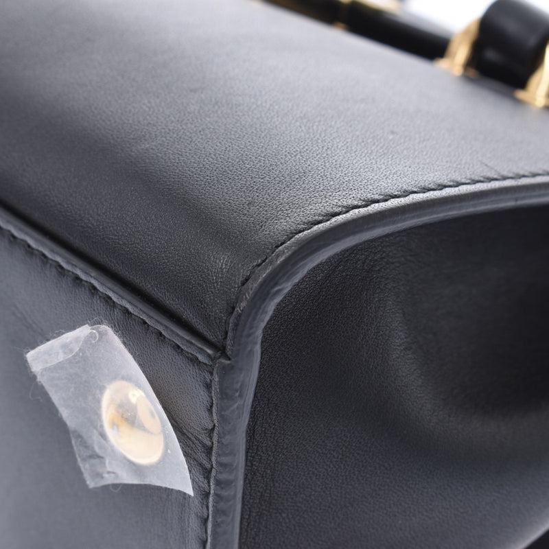 Salvatore Ferragamo Ferragamo Gantini Mini 2WAY Bag Black Gold Hardware Ladies Calf Handbag A Rank Used Ginzo