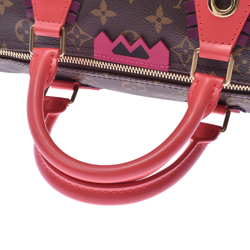 LOUIS VUITTON Louis Vuitton Monogram Totem Speedy 30 Flamingo Brown/Pink M41665 Women's Handbag Shin-Do Used Ginzo