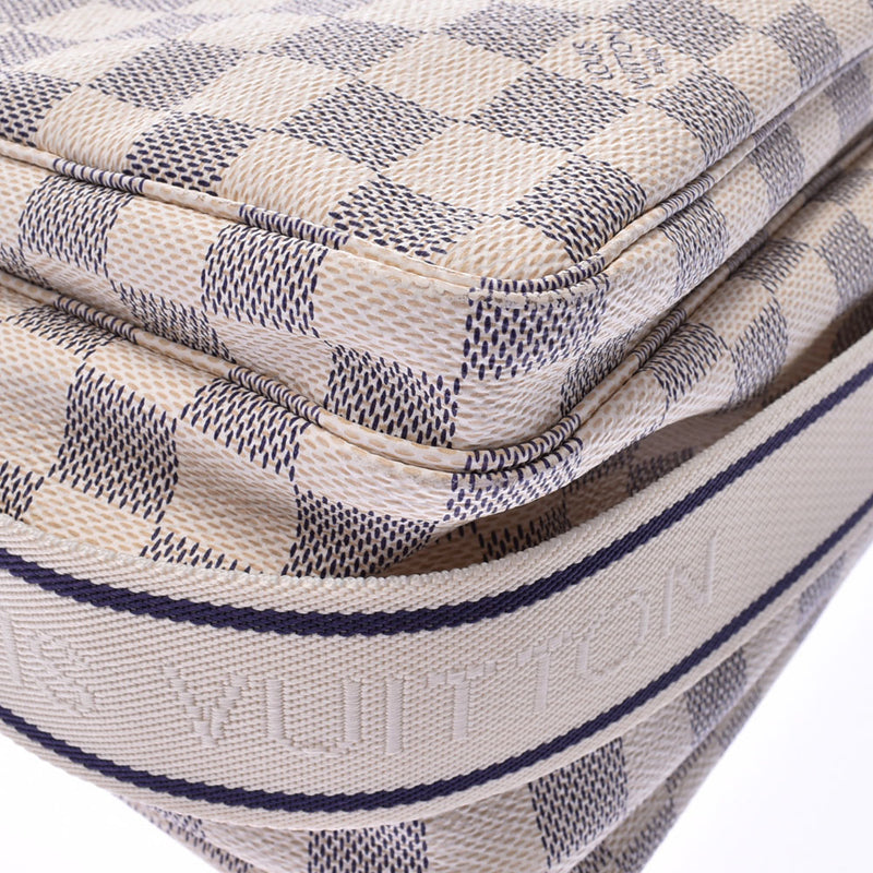 LOUIS VUITTON路易威登Damier Azur Naviglio白色N51189中性肩包AB等级二手Ginzo