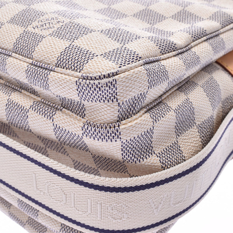 LOUIS VUITTON路易威登Damier Azur Naviglio白色N51189中性肩包AB等级二手Ginzo