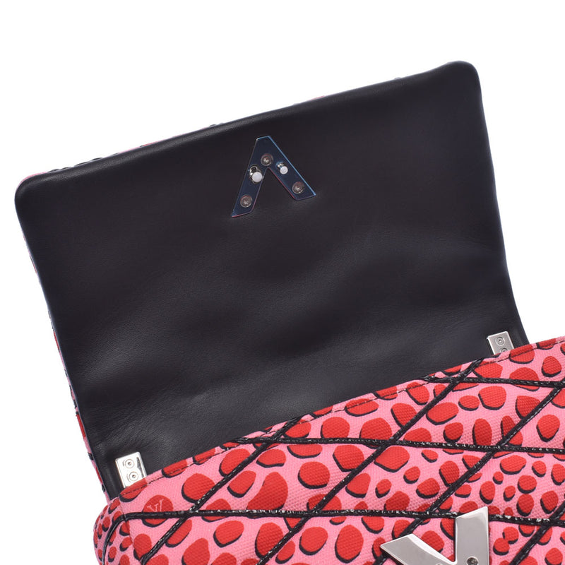 LOUIS VUITTON Louis Vuitton GO-14 PM jungle dot red X pink X black silver metal fittings M42075 Lady's canvas shoulder bag A rank used silver storehouse