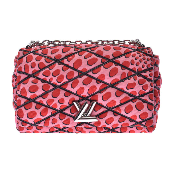 LOUIS VUITTON路易威登GO-14 PM丛林点红色x粉色x黑色银色硬件M42075女士帆布单肩包A Rank Used Ginzo
