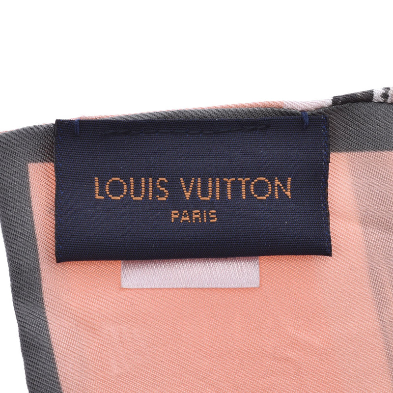 100% of LOUIS VUITTON Louis Vuitton Bando Chemical Industries trunk pink / gray / black M73965 Lady's silk scarf AB ranks used silver storehouse