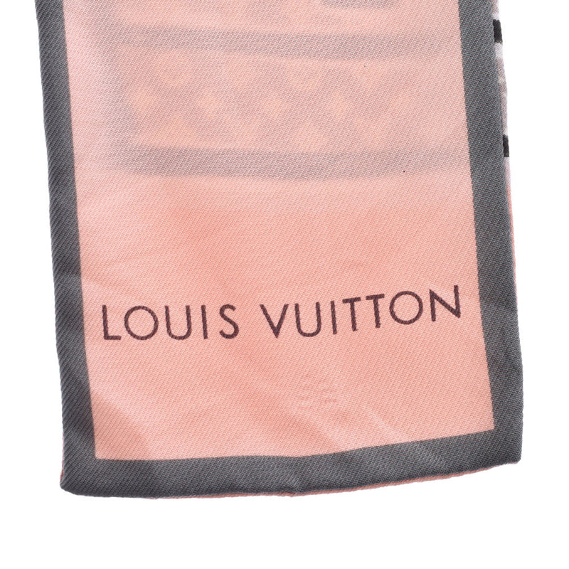 LOUIS VUITTON路易威登Bandeau Trunk Pink / Gray / Black M73965女士100％真丝围巾AB等级二手Ginzo