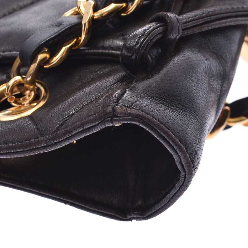 CHANEL Mattelasse Chain Tote Black Gold Hardware Ladies Lambskin Tote Bag B Rank Used Ginzo