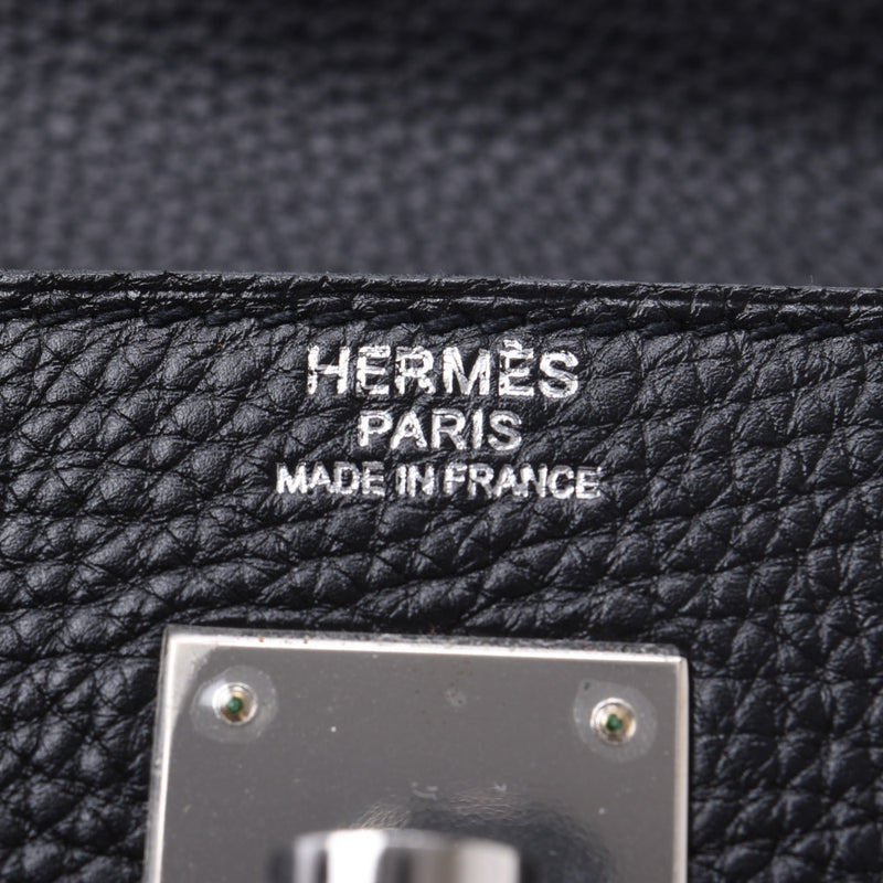 HERMES爱马仕凯利32缝制的黑色钯金属配件□R刻花（2014年左右）Ladies Togo 2WAY手提包A级二手Ginzo