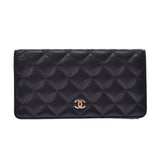 Chanel mattress Double Zip Wallet Black Gold Hardware ladies lambskin long wallet a